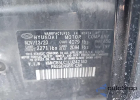 2020 Hyundai Ioniq Hybrid Sel z USA, uszkodzony, nr VIN KMHC85LC1LU242183